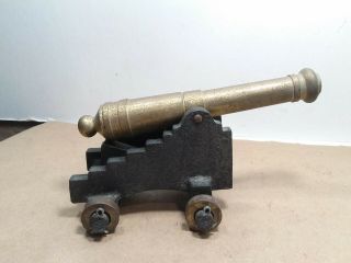 Outstanding Vintage,  Old Iron & Brass Miniature Cannon,  Heavy For Size Will Fire