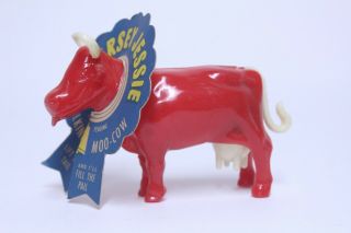 Vintage Plastic Red Jersey Jessie The Milking Moo Cow W/ Tag