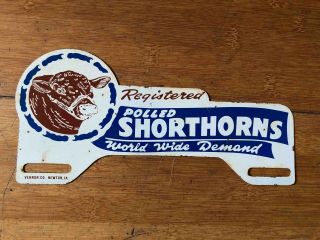 Registered Polled Shorthorn Cattle Breed Advertising License Plate Topper
