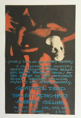Vintage Grateful Dead 1969 Family Dog Great Highway Poster Albert Collins