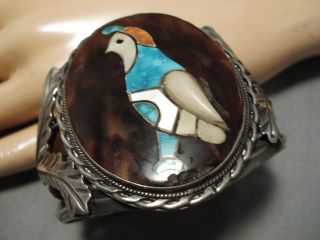 One Of Best Vintage Zuni Santo Domingo Turquoise Sterling Silver Bird Bracelet