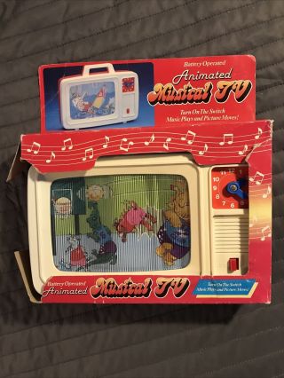 Vintage Wind - Up Musical Tv Clock 1985 Kid’s Baby Toddler Toy