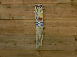 Native American Inspired Brain Tanned Leather Beaded Pipe Bag