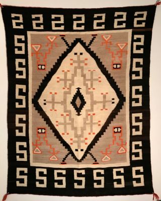 Sensational Historic Navajo Rug,  Spider Woman Crosses,  ”s” Border,  C1910,