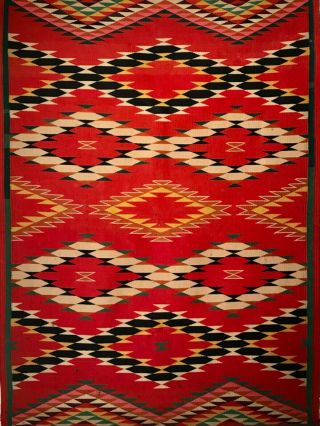 Historic Navajo Germantown Eyedazzler Child’s Blanket,  Intense Colors,  C1885,  Nr