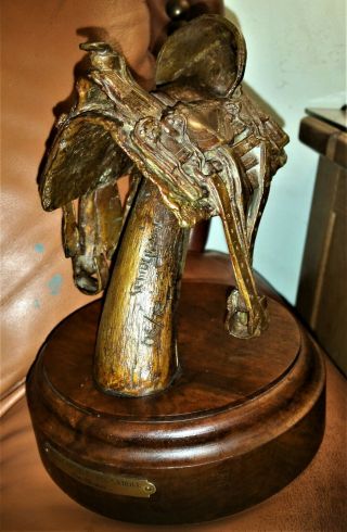 Vintage Jim Thomas Ltd Edition Cast Bronze Sculpture Texas Double Rig Saddle