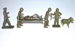 Vintage 1960s Timmee Army Soldier Medical Team Plastic Playset Figures
