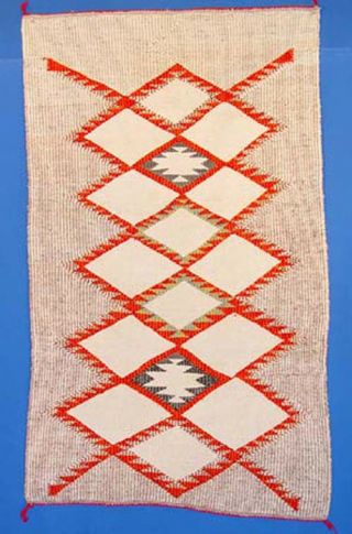 Vintage Navajo Raised Outline Twill Weave Saddle Blanket C.  1950 34 " X 54 "