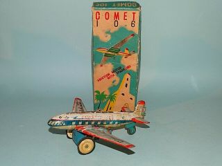 Comet 106 Jet Airliner Tin Friction Toy Box Masudaya