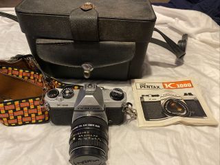 Vintage Asahi Pentax K1000 35mm Film Camera Pentax - A Smc 1:2 50mm Lens W/ Bag