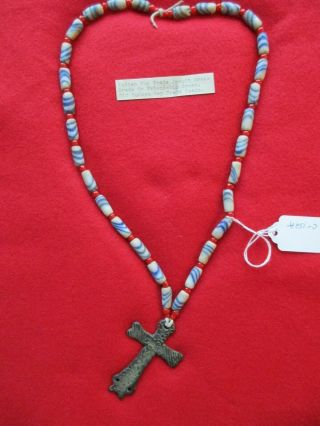 Fur Trade Jesuit Cross Necklace,  Hudson Bay Style Beaver Tail Cross Chi C - 152a