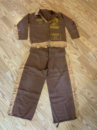 Vintage Davy Crockett Frontier Costume Shirt Pants With Fringe
