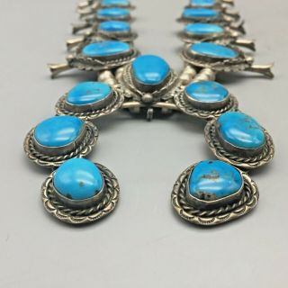 A Vintage Squash Blossom Necklace With Bright Blue Turquoise