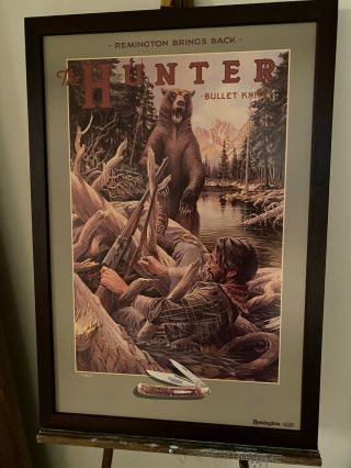 Remington (dupont) Bullet Knife Poster " Hunter  Strapped " By Larry W.  Duke 1986
