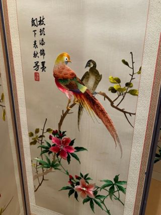 Korean 8 - panel Folding Screen with embroidery on silk panels 3