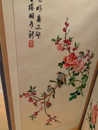 Korean 8 - panel Folding Screen with embroidery on silk panels 4