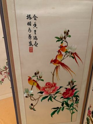 Korean 8 - panel Folding Screen with embroidery on silk panels 5