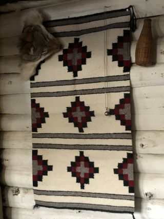 Vintage Native American Navajo Rug Handwoven Wool Navaho Blanket Weaving