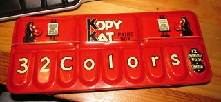 Vintage Kopy Kat Paint Box - 32 Colors In Metal Box The American Crayon Company
