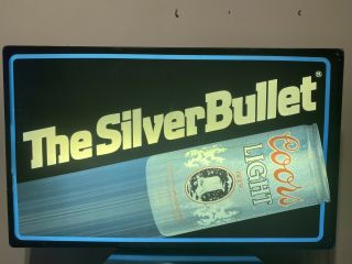Vintage Coors Light Beer “ Silver Bullet “ Lighted Bar Sign Neon Like