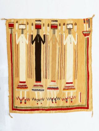 Vintage Navajo Yei Rug Native American Weaving 40 " X 45 "