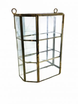 Vintage Brass Glass Mirrored Hanging Table Top Curio Display Cabinet Case 8 " X6 "