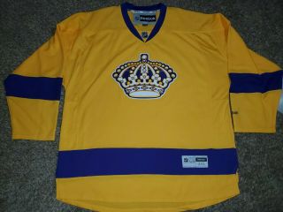 Vtg Los Angeles Kings Crown Yellow Purple Nhl Reebok Hockey Jersey Mens 3xl Sewn