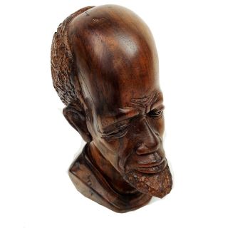 Ebony Iron Wood Carving Shona (?) African Tribal Head Bust Statue Signed Mpofu