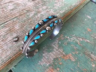 Lg.  Vintage Navajo Sterling Silver And Turquoise Bracelet Signed.