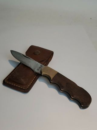 Vintage Gerber Folding Knife Portland Or 97223 Brass Wood Grips Handle - Av