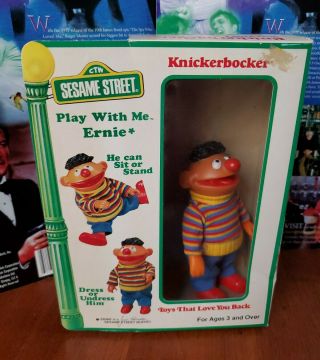 Vintage Sesame Street 1981 Mib Play With Me Ernie 6 " Figure Vinyl Knickerbocker