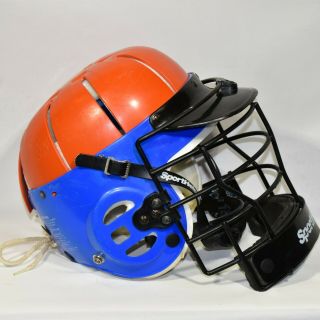 Vintage Lacrosse Sports Helmet Face Cage Model Shcm Orange Blue Guc Note