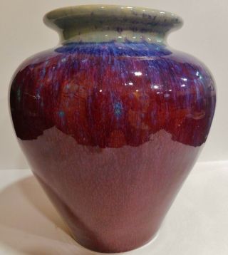 Large Chinese Red Flambe Glaze Langyao Sang De Boeuf Oxblood Vase - Undertones
