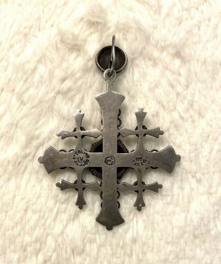 Vintage Sterling Silver Taxco Mexico Jerusalem Crusader Cross Pendant 3