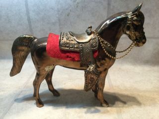 Carnival Horse,  Solid Metal,  Chrome Plated With Removable Saddle,  8”tall