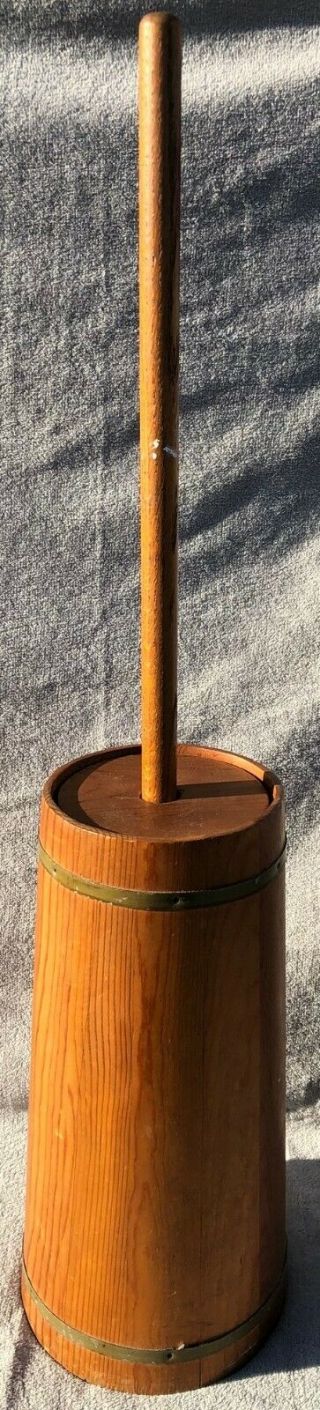 Vintage Wooden Butter Churn With Metal Bands