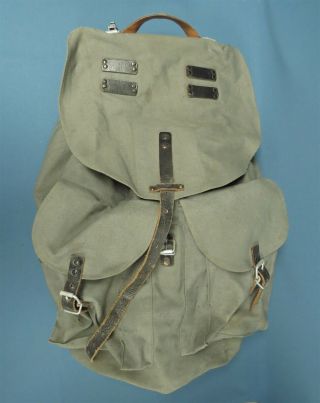 Vintage Wwii German Austrian Army Stolla Wien Canvas Leather Rucksack Backpack