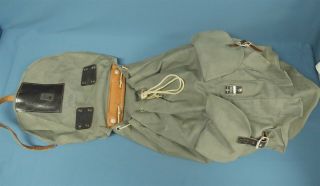 Vintage WWII German Austrian Army Stolla Wien Canvas Leather Rucksack Backpack 2