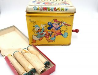 Vintage Disneyland Melody Player J.  Chein & Co.  Wind - Up Box And Rolls 10229