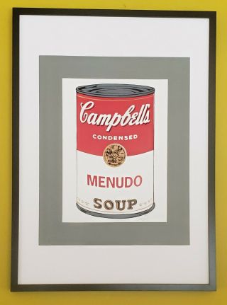 Mexican Campbell´s Soup Andy Warhol Tribute Framed Menudo Framed Silkscreen