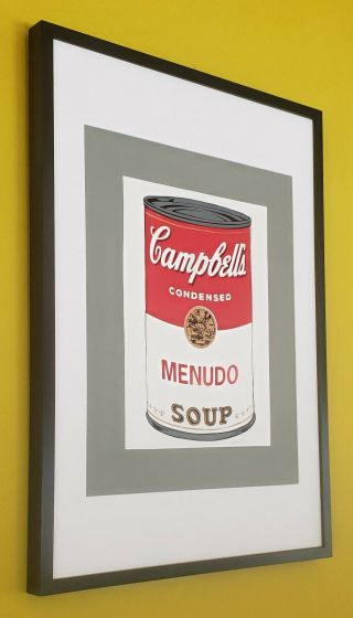 Mexican Campbell´s soup Andy Warhol tribute framed MENUDO framed silkscreen 2