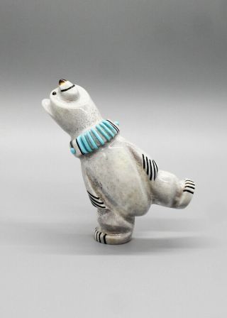 Zuni Fetish - Antler Bear With Necklace By Claudia Peina - Native American