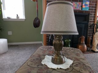 Vintage Mid Century Brass Owl Table Lamp
