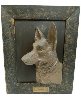 Rare Old Antique Vintage Dog Face German Shepard Wall Metal Art Plaque