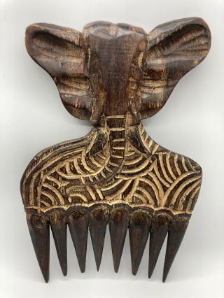 Hand Carved African Art Wood Elephant Head Hanging Wall Figure Made In Ghana