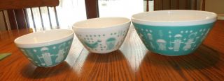 Vintage Charm Inpired By Pyrex Set Of 3 Nesting Bowls Rise N Shine Aqua