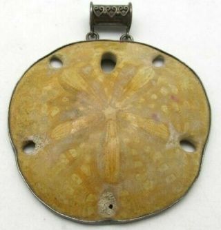 Vintage Stunning One Of A Kind Large Mounted Sand Dollar Pendant 925 Tw 92.  84g