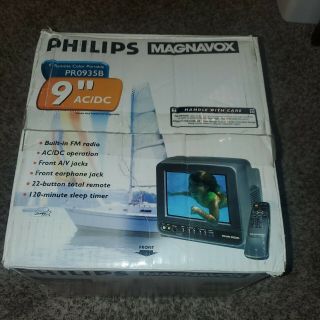 Vintage Philips Magnavox 9 " Color Television Gaming Rv W/o Remote Pr0925b Ac/dc