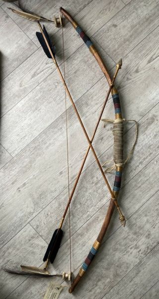 Authentic Handcrafted By Native American Indians Bow And Arrow