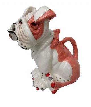 Sweet Pea Pink Bulldog Bull Dog Teapot Ceramic Blue Sky 14412
